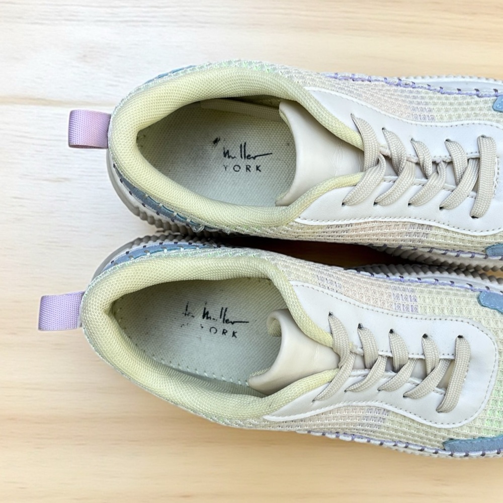 Nicole Miller Brita Woven Rainbow Pastel Platform Sneaker in Beige Mist Sz 8 - Picture 6 of 10